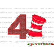Dr Seuss Cat in the Hat Applique Embroidery Design Birthday Number 4