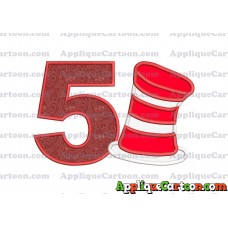 Dr Seuss Cat in the Hat Applique Embroidery Design Birthday Number 5