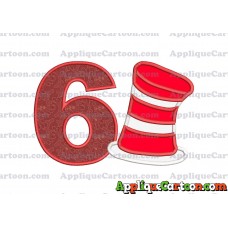 Dr Seuss Cat in the Hat Applique Embroidery Design Birthday Number 6