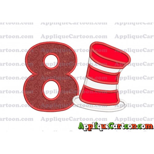 Dr Seuss Cat in the Hat Applique Embroidery Design Birthday Number 8