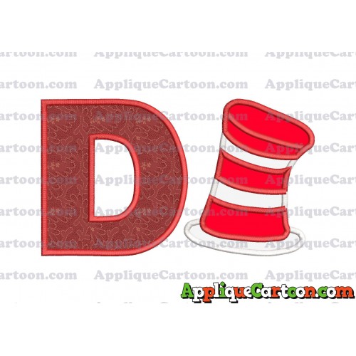 Dr Seuss Cat in the Hat Applique Embroidery Design With Alphabet D