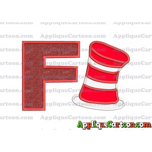Dr Seuss Cat in the Hat Applique Embroidery Design With Alphabet F