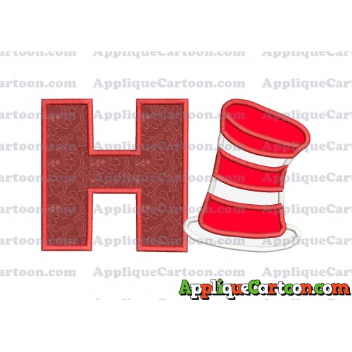 Dr Seuss Cat in the Hat Applique Embroidery Design With Alphabet H