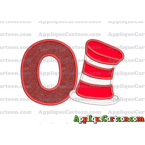 Dr Seuss Cat in the Hat Applique Embroidery Design With Alphabet O