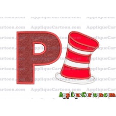 Dr Seuss Cat in the Hat Applique Embroidery Design With Alphabet P