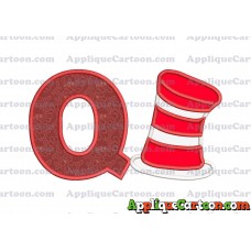 Dr Seuss Cat in the Hat Applique Embroidery Design With Alphabet Q