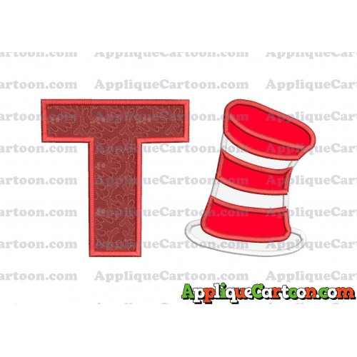 Dr Seuss Cat in the Hat Applique Embroidery Design With Alphabet T