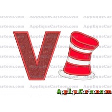Dr Seuss Cat in the Hat Applique Embroidery Design With Alphabet V