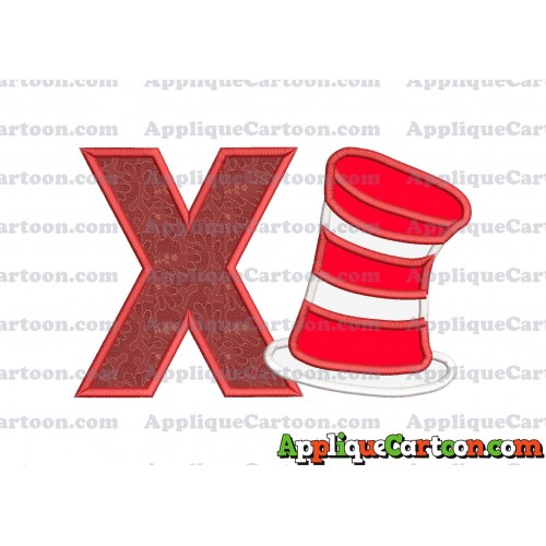 Dr Seuss Cat in the Hat Applique Embroidery Design With Alphabet X