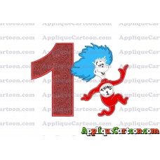 Dr Seuss Thing One Applique Embroidery Design Birthday Number 1