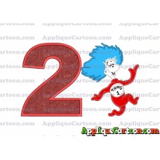 Dr Seuss Thing One Applique Embroidery Design Birthday Number 2