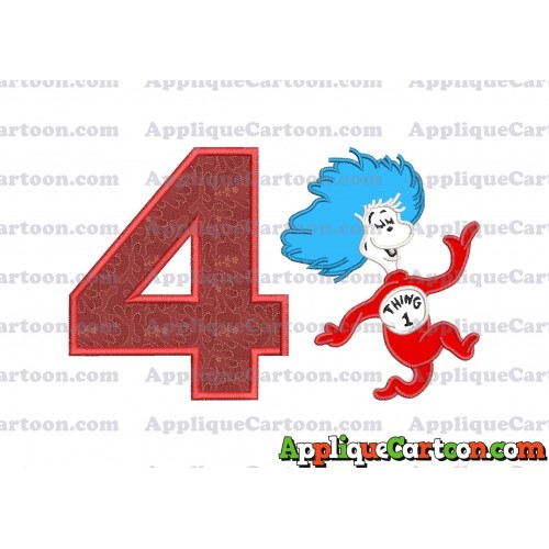 Dr Seuss Thing One Applique Embroidery Design Birthday Number 4