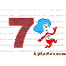 Dr Seuss Thing One Applique Embroidery Design Birthday Number 7