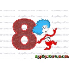 Dr Seuss Thing One Applique Embroidery Design Birthday Number 8