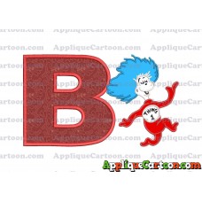 Dr Seuss Thing One Applique Embroidery Design With Alphabet B