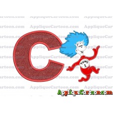 Dr Seuss Thing One Applique Embroidery Design With Alphabet C