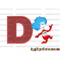 Dr Seuss Thing One Applique Embroidery Design With Alphabet D