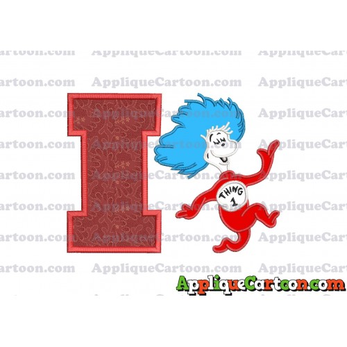 Dr Seuss Thing One Applique Embroidery Design With Alphabet I