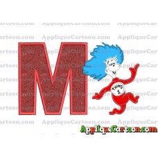 Dr Seuss Thing One Applique Embroidery Design With Alphabet M