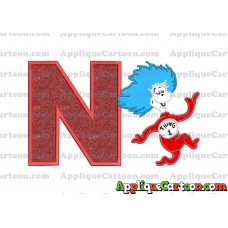 Dr Seuss Thing One Applique Embroidery Design With Alphabet N