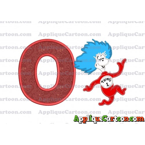 Dr Seuss Thing One Applique Embroidery Design With Alphabet O