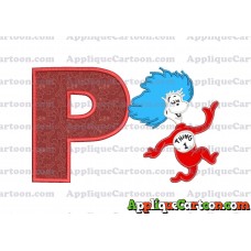 Dr Seuss Thing One Applique Embroidery Design With Alphabet P