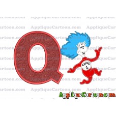 Dr Seuss Thing One Applique Embroidery Design With Alphabet Q