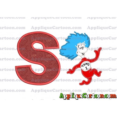 Dr Seuss Thing One Applique Embroidery Design With Alphabet S