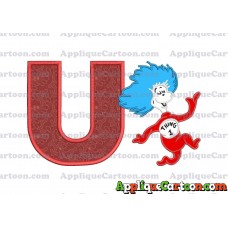 Dr Seuss Thing One Applique Embroidery Design With Alphabet U