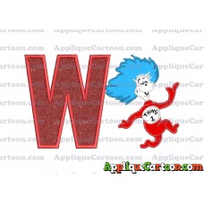 Dr Seuss Thing One Applique Embroidery Design With Alphabet W