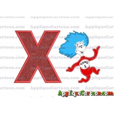 Dr Seuss Thing One Applique Embroidery Design With Alphabet X