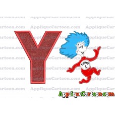 Dr Seuss Thing One Applique Embroidery Design With Alphabet Y