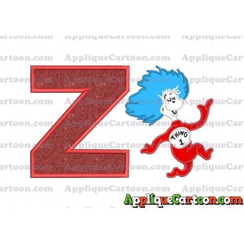 Dr Seuss Thing One Applique Embroidery Design With Alphabet Z