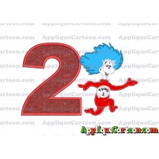 Dr Seuss Thing Two Applique Embroidery Design Birthday Number 2