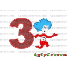 Dr Seuss Thing Two Applique Embroidery Design Birthday Number 3