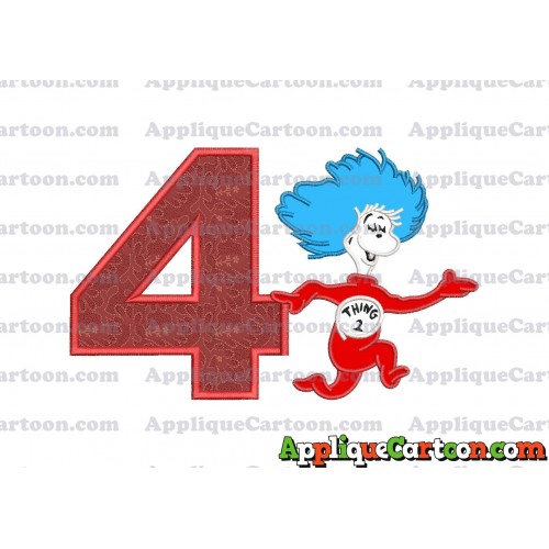 Dr Seuss Thing Two Applique Embroidery Design Birthday Number 4