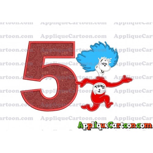 Dr Seuss Thing Two Applique Embroidery Design Birthday Number 5