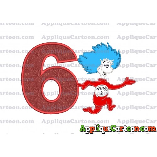 Dr Seuss Thing Two Applique Embroidery Design Birthday Number 6