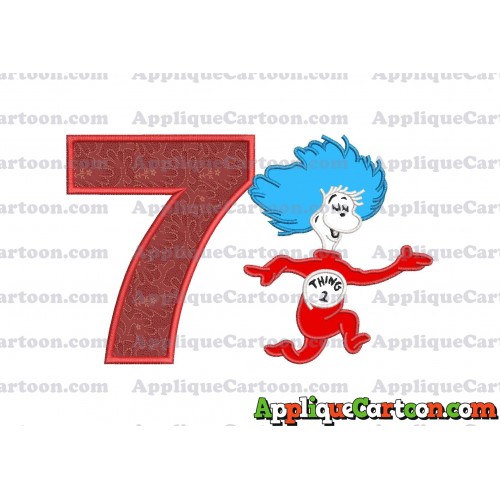 Dr Seuss Thing Two Applique Embroidery Design Birthday Number 7