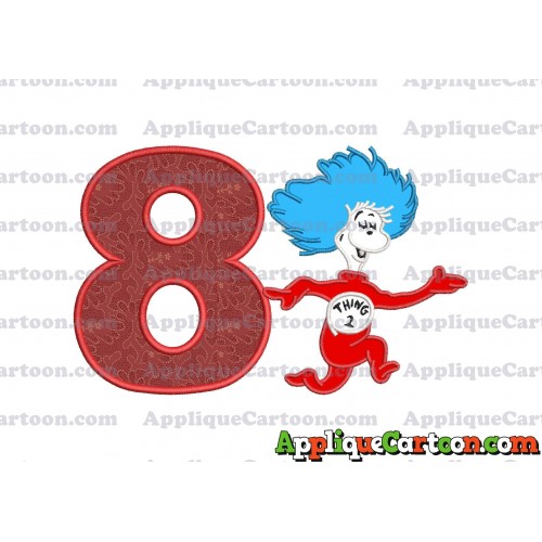 Dr Seuss Thing Two Applique Embroidery Design Birthday Number 8