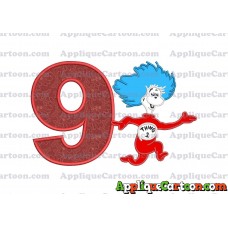 Dr Seuss Thing Two Applique Embroidery Design Birthday Number 9