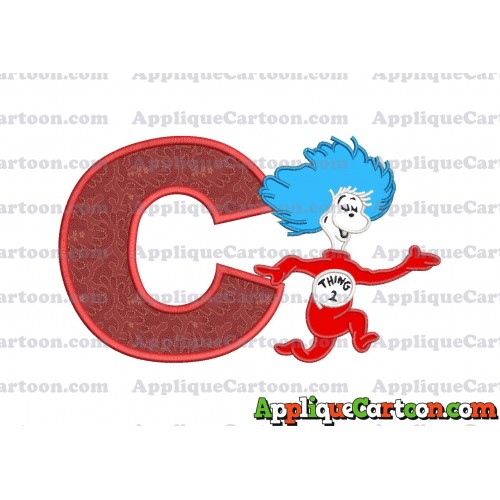 Dr Seuss Thing Two Applique Embroidery Design With Alphabet C