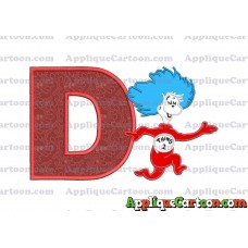 Dr Seuss Thing Two Applique Embroidery Design With Alphabet D