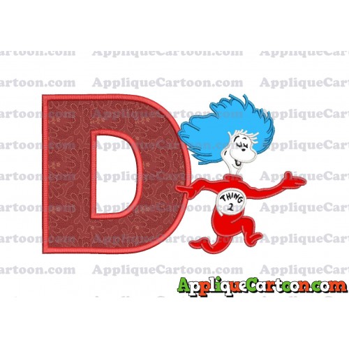 Dr Seuss Thing Two Applique Embroidery Design With Alphabet D