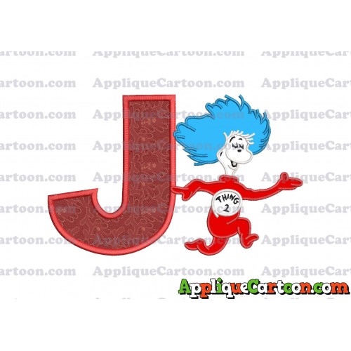 Dr Seuss Thing Two Applique Embroidery Design With Alphabet J