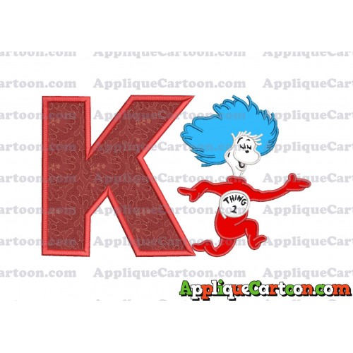 Dr Seuss Thing Two Applique Embroidery Design With Alphabet K