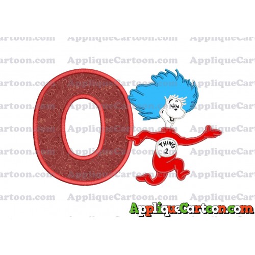 Dr Seuss Thing Two Applique Embroidery Design With Alphabet O