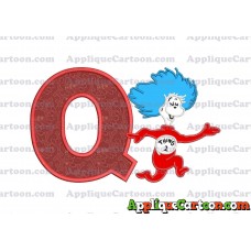Dr Seuss Thing Two Applique Embroidery Design With Alphabet Q