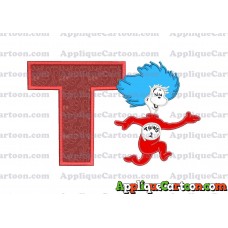 Dr Seuss Thing Two Applique Embroidery Design With Alphabet T