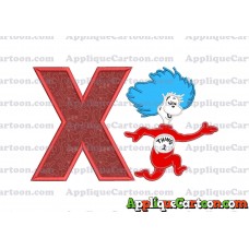 Dr Seuss Thing Two Applique Embroidery Design With Alphabet X